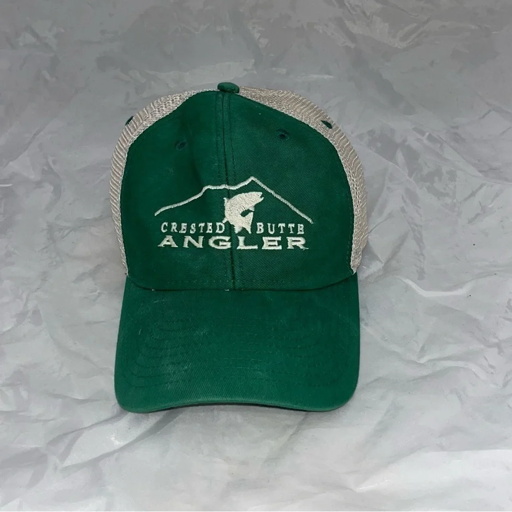 Ouray Crested Butte Angler Fly Fishing Green & Cream Trucker Hat